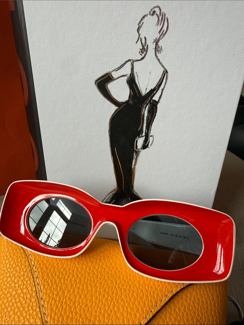 Loewe Oversized Red Oval Sunglasses Full Set Statement Designer New